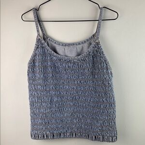 Very J Smocked Light Blue Women's Tank Top Size XL